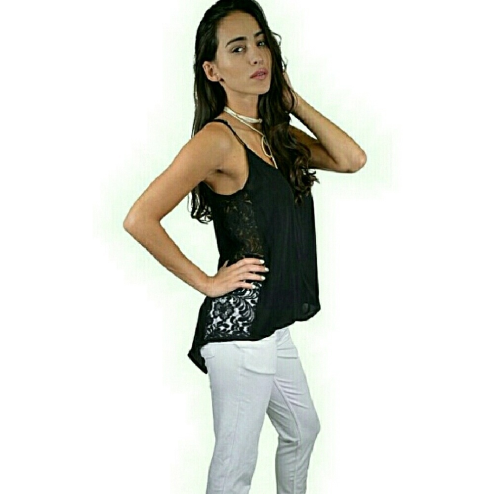 Lace Detail Spaghetti Straps Top